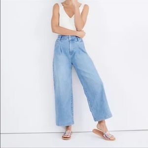 Madewell Pleated Wide Leg Jeans in Kinnon Wash Size 8